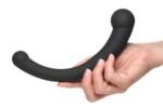 10x Vibra-Crescent Silicone Dual Ended Dildo - Black - Image 3