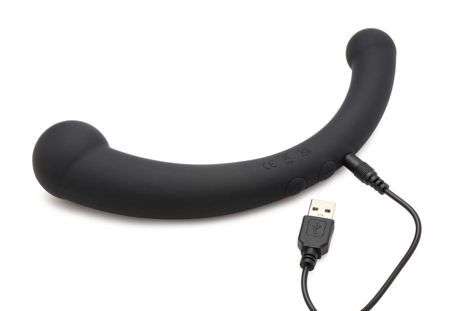 10x-vibra-crescent-silicone-dual-ended-dildo-black 10x Vibra-Crescent Silicone Dual Ended Dildo - Black - Image 1