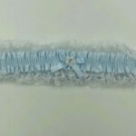 Satin Leg Garter - One Size - Baby Blue With White Lace