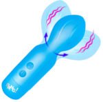 Bang! Silicone Mini Wand Vibrator – Blue, Textured Head, Rechargeable - Image 2