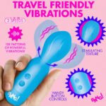 Bang! Silicone Mini Wand Vibrator – Blue, Textured Head, Rechargeable - Image 4