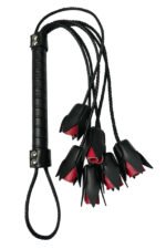 Rose Whip Black Faux Leather BDSM Whip