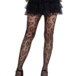 Cherie Heart Net Tights O/s - Black