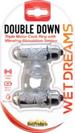 Wet Dreams Double Down Triple Motor Vibrating Cock Ring – Clear