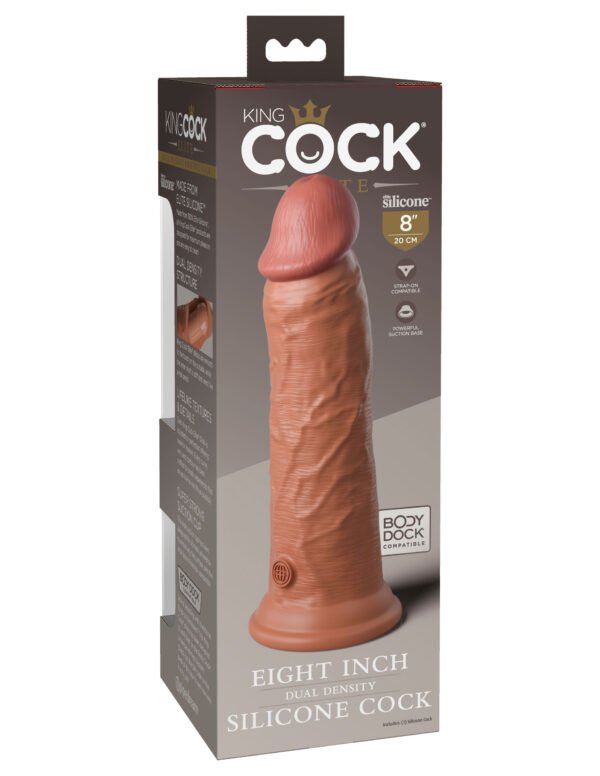 King Cock Elite 8 Inch Silicone Dual Density Cock - Tan