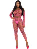2 Pc Net Crop Top and Footless Tights - One Size - Neon Pink - Image 5