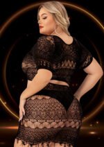 2 Piece Crop Top and Skirt Set - Queen Size - Black - Image 3