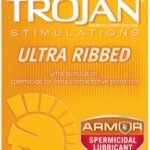 Trojan Stimulations Ultra Ribbed Spermicidal - 12 Pack