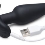 21x Silicone Butt Plug With Remote - Black