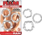 Ram Beaded Cock Rings – Clear, Phthalate-Free, 3-Pack