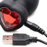 28x Silicone Vibrating Red Heart Anal Plug With Remote - Small - Image 4