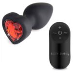 28x Silicone Vibrating Red Heart Anal Plug With Remote - Small - Image 5