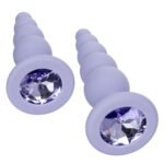 First Time Crystal Beaded Duo Anal Plug Set – Purple - Image 4