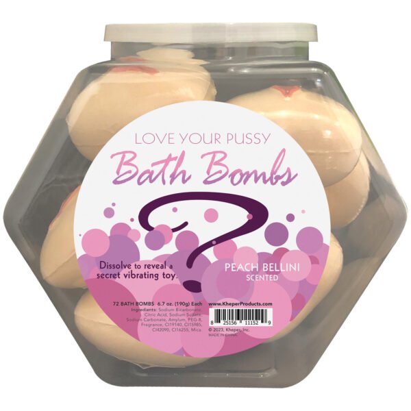 Love Your Pussy Bath Bomb Fishbowl Display of 9 Units - Peach Bellini