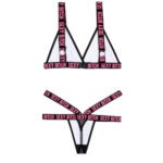 Sexy Bitch Bralette and Strappy Panty Set - Black - L/xl