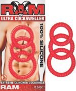 Ram Ultra Cocksweller Red Silicone Cock Ring Set – 3 Rings