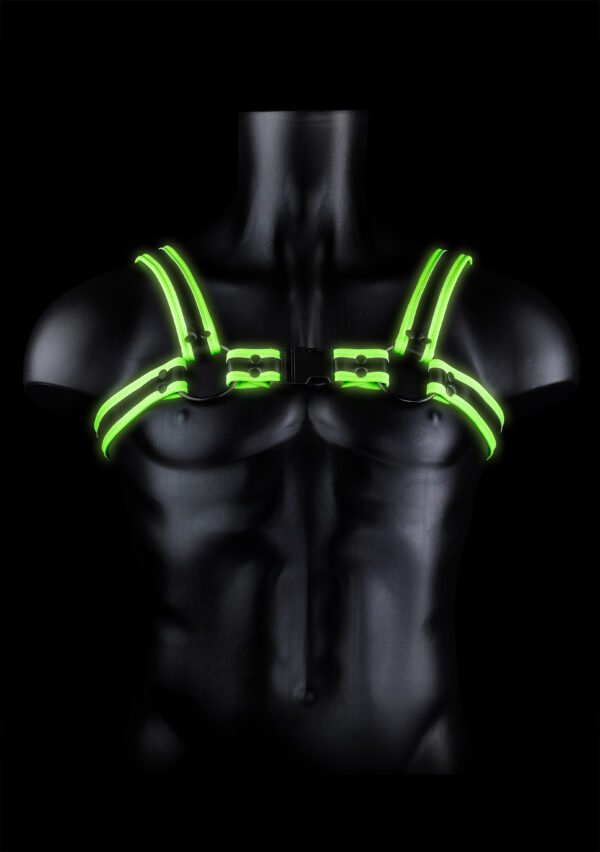Bonded Leather Buckle Harness - Large/xlarge - Glow in the Dark