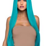 33 Inch Long Straight Center Part Wig - Turquoise