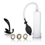 Dr. Joel Kaplan Essential Pump Kit with 3 Cock Rings and Curved Probe – Clear - Image 3