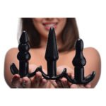 4 Piece Vibrating Anal Plug Set – Black - Image 4