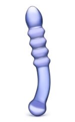 Purple Rain Ribbed Borosilicate Glass Dildo – Purple - Image 6