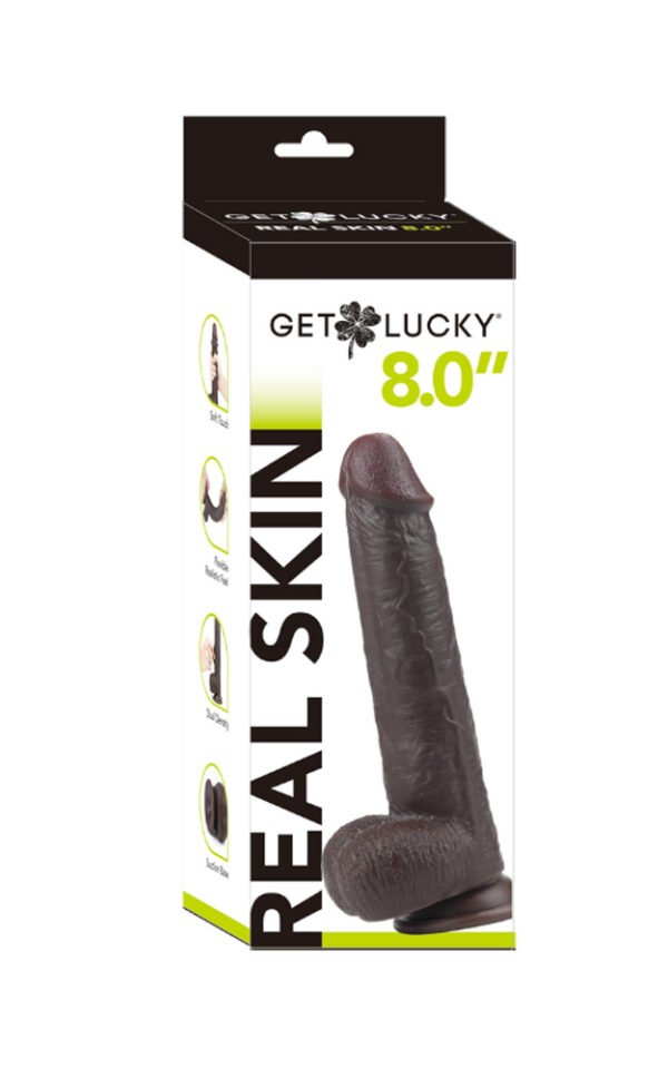 Real Skin 8" Dual Layer Dildo - Dark Brown
