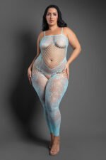 Dream of Me Footless Open Crotch Bodystocking – Queen – Light Blue - Image 2