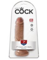 King Cock 7 Inch Cock With Balls - Tan - Image 4