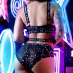 Karma's a Bitch Bralette and Cutout Panty Set - Black - M/l