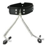 Vegan Leather Collar with Nipple Clamps – Black - Image 5