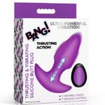 Thrusting and Vibrating Silicone Butt Plug - Purple