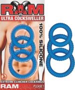 Ram Ultra Cocksweller Three-Ring Cock Ring Set – Blue