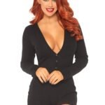 Brushed Rib Romper - Small/ Medium - Black