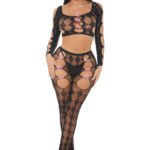 Tongue Twisted Crop Top and Leggings Black - Os