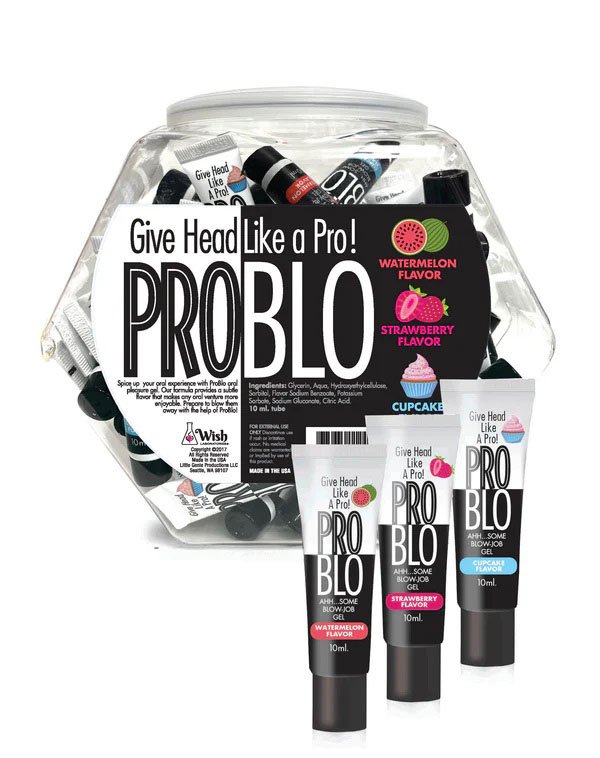 Pro Blo Oral Pleasure Gel Pop Display 66ct - 10ml Tubes: 3 Flavors