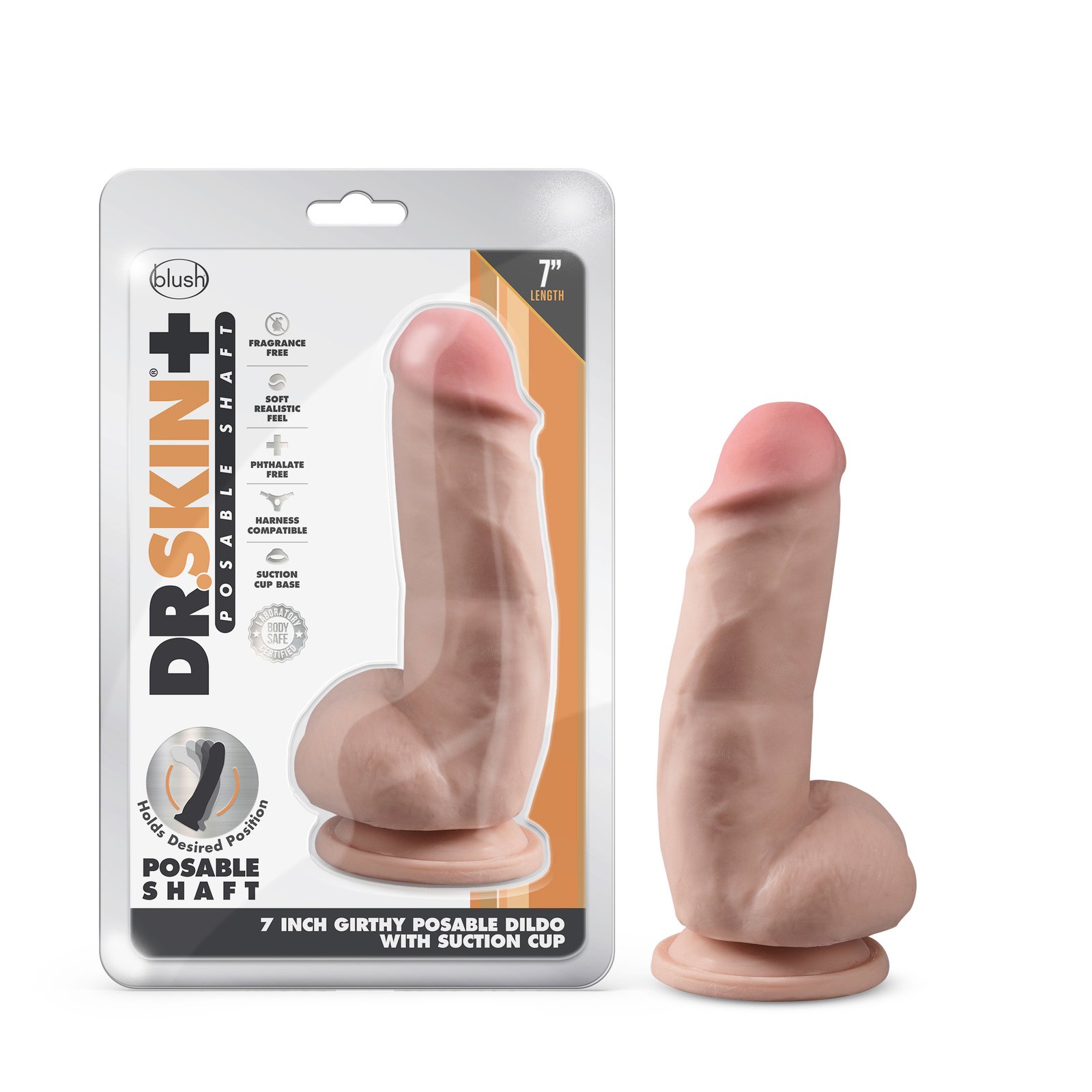 Dr. Skin Plus - 7 Inch Girthy Posable Dildo With Balls - Vanilla image 0 Dr. Skin Plus - 7 Inch Girthy Posable Dildo With Balls - Vanilla - Image 1