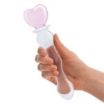 Sweetheart Glass Dildo – 8 Inch, Pink/Clear with Heart-Shaped Handle - Image 3