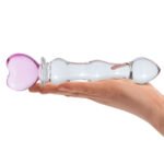 Sweetheart Glass Dildo – 8 Inch, Pink/Clear with Heart-Shaped Handle - Image 4