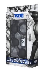 Tom of Finland Silicone Cock Ring With 3 Weighted Balls - Image 4