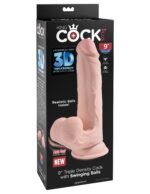 9 Inch Triple Density Cock With Swinging Balls - Light - Image 5