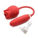 Bloomgasm Romping Rose Suction and Thrusting Vibrator - Red