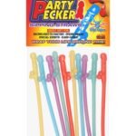 Party Pecker Sipping Straws 10 Pc Bag - 5 Assorted Colors