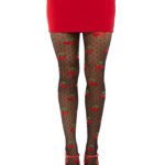 Polka Dot Cherry Tights - One Size - Black