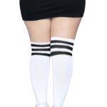 Over the Knee Athletic Socks - 1x/2x - White/black