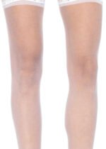 Sheer Thigh Highs Lace Stockings with Garterbelt – White, One Size