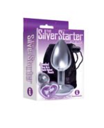 The 9's the Silver Starter Heart Bejeweled Stainless Steel Plug - Violet - Image 2