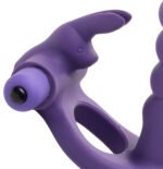 Double Delight Dual Insertion Vibrating Rabbit Cock Ring – Purple - Image 2