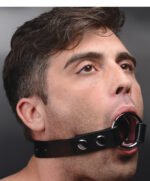 Deep Throat Gag – Stainless Steel and PU Leather – Black - Image 2
