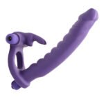 Double Delight Dual Insertion Vibrating Rabbit Cock Ring – Purple