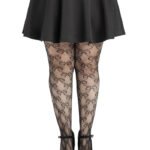 Plus Bow Net Tights - 1x 2x - Black